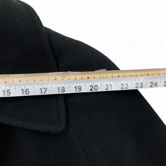 Holt Renfrew Cashmere Wool Black Long Button Overcoat Coat Women's Size 14 - Picture 10 of 12